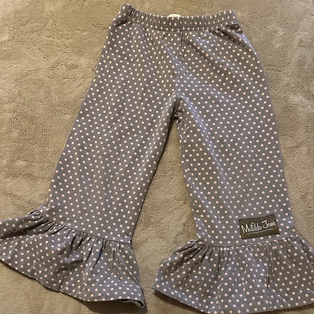 Matilda Jane Gray Pants with Pink Polka Dots